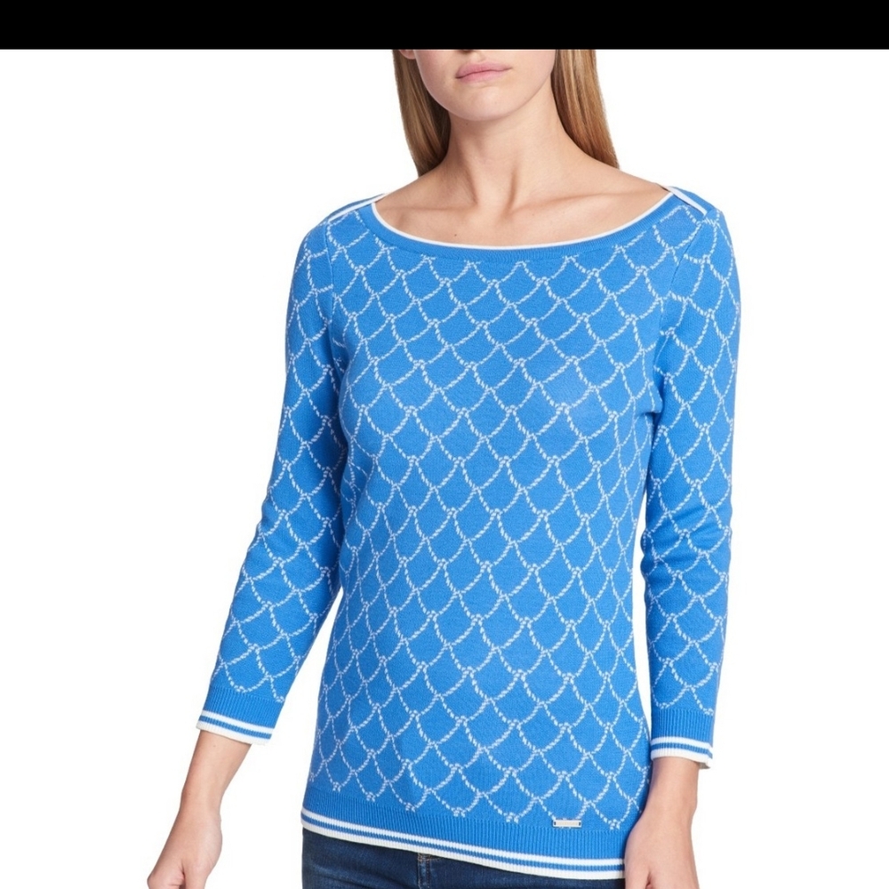 TOMMY HILFIGER NEW Women's 3/4 Sleeve Boat Neck Sweater M